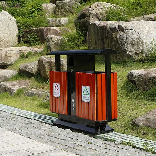 景區(qū)公園必備的景觀設施鋼木垃圾箱、與園林椅